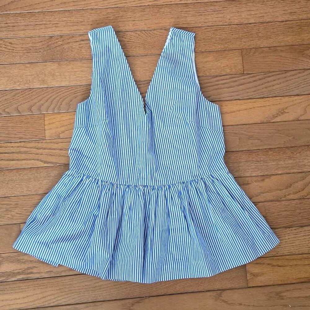 J.Crew white/blue striped peplum top in a size 0